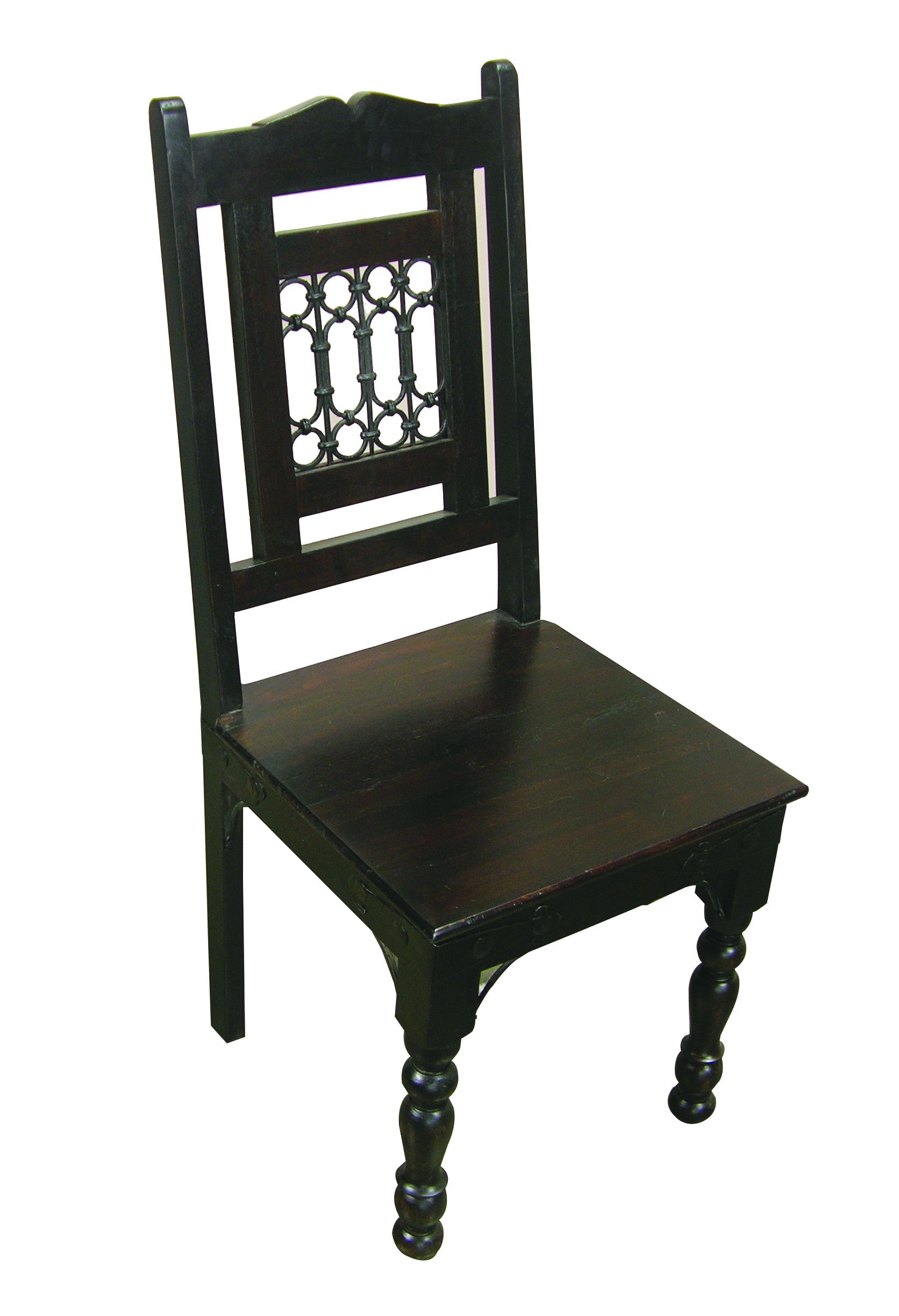 Dark Brown Metal and Wood Slat Back Dining Side Chair - Kitchen & Dining