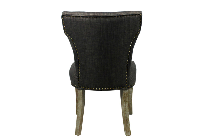 Set of Two Dark Gray And Brown Upholstered Fabric Dining Parsons Chairs - Kitchen & Dining