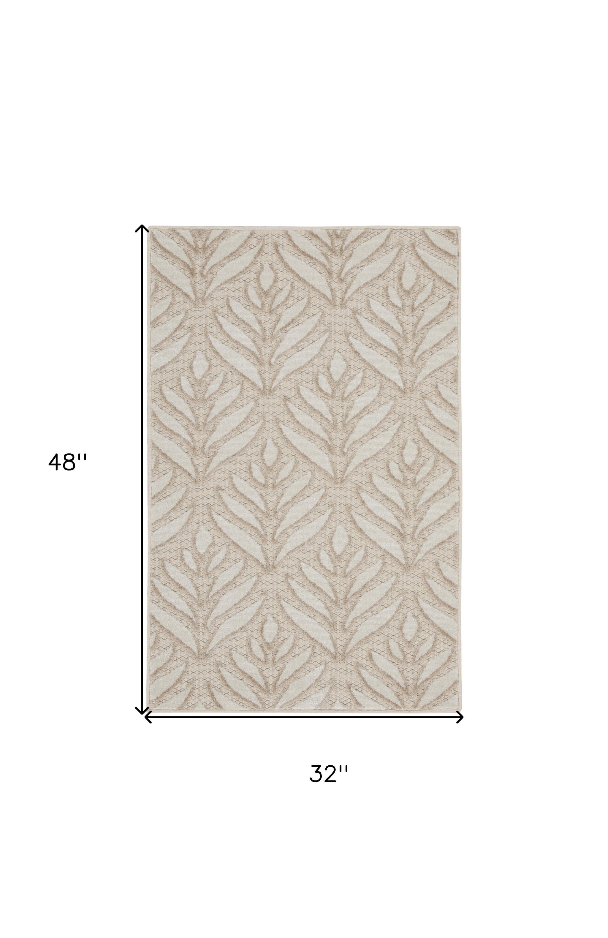 3' X 4' Gray and Ivory Floral Indoor Outdoor Area Rug - Outdoor