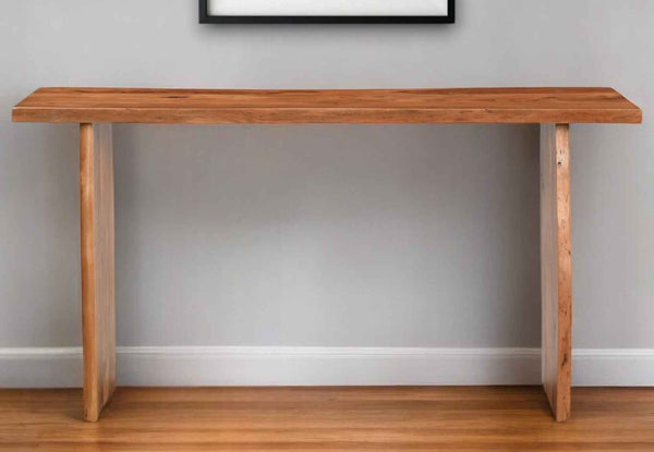 57" Chestnut Solid Wood Sled Console Table
