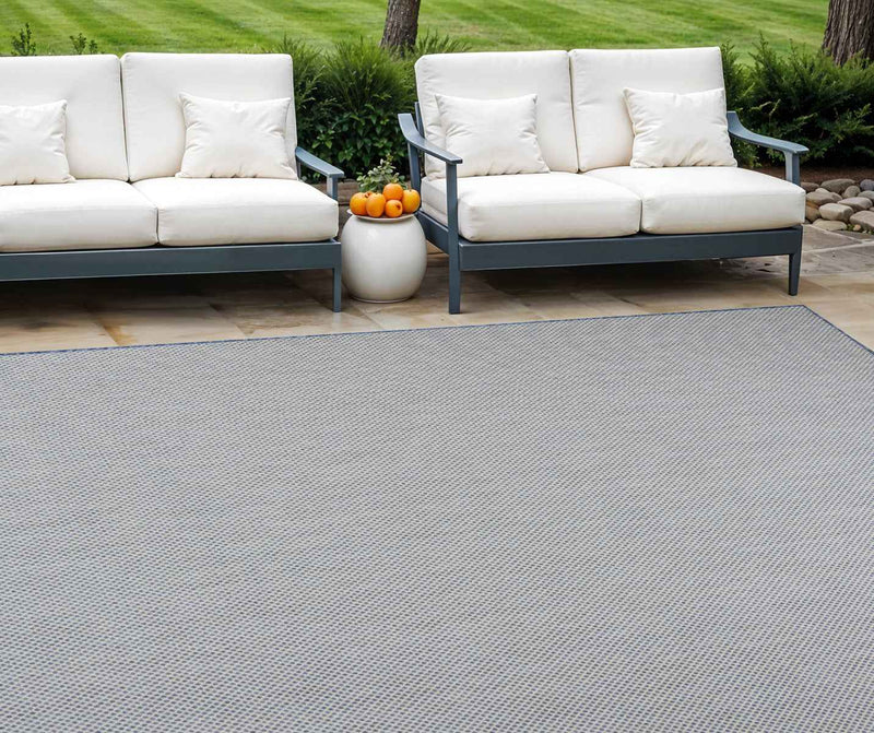 9' X 12' Blue And Ivory Indoor Outdoor Area Rug