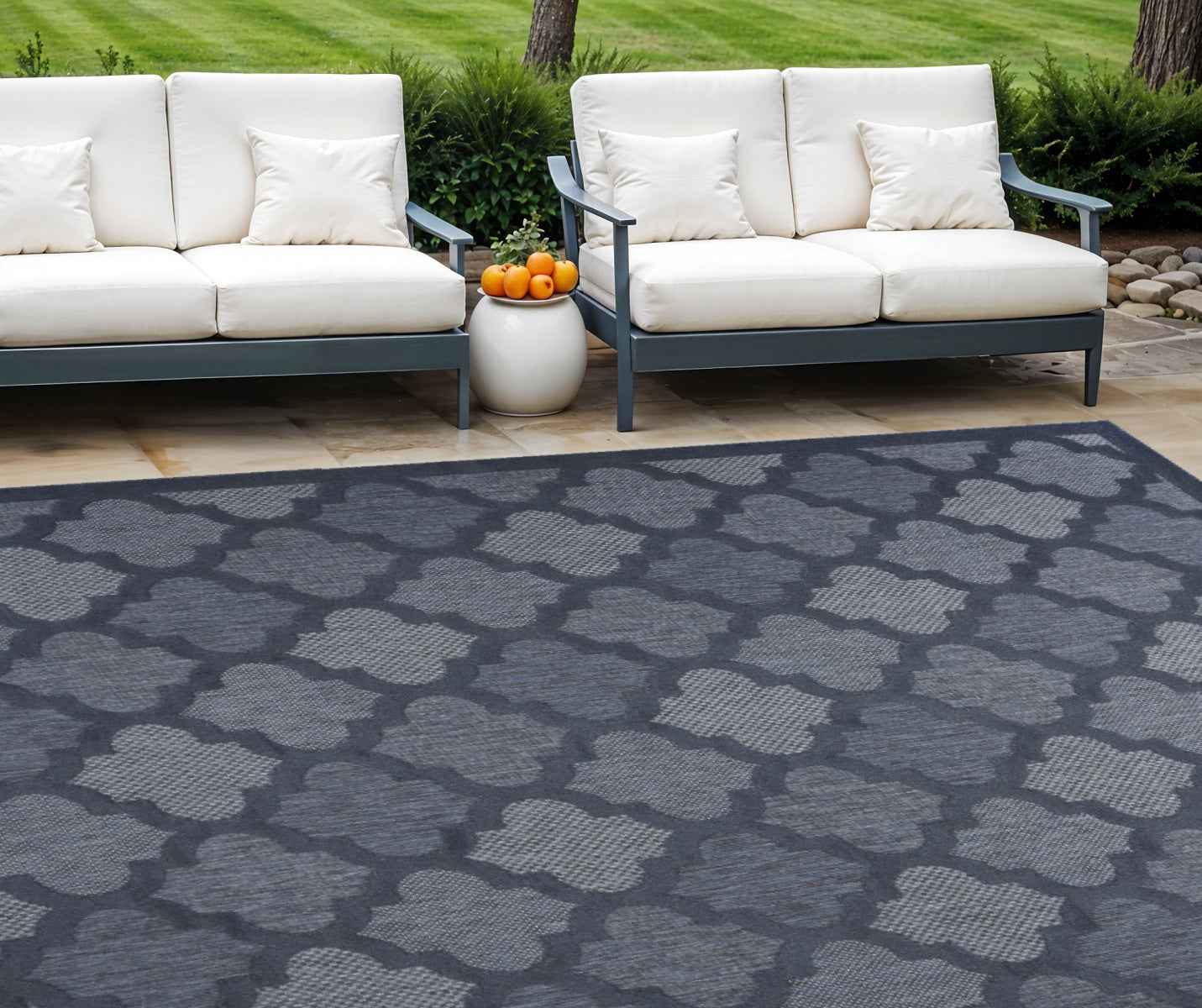 8' X 10' Navy Blue Indoor Outdoor Area Rug