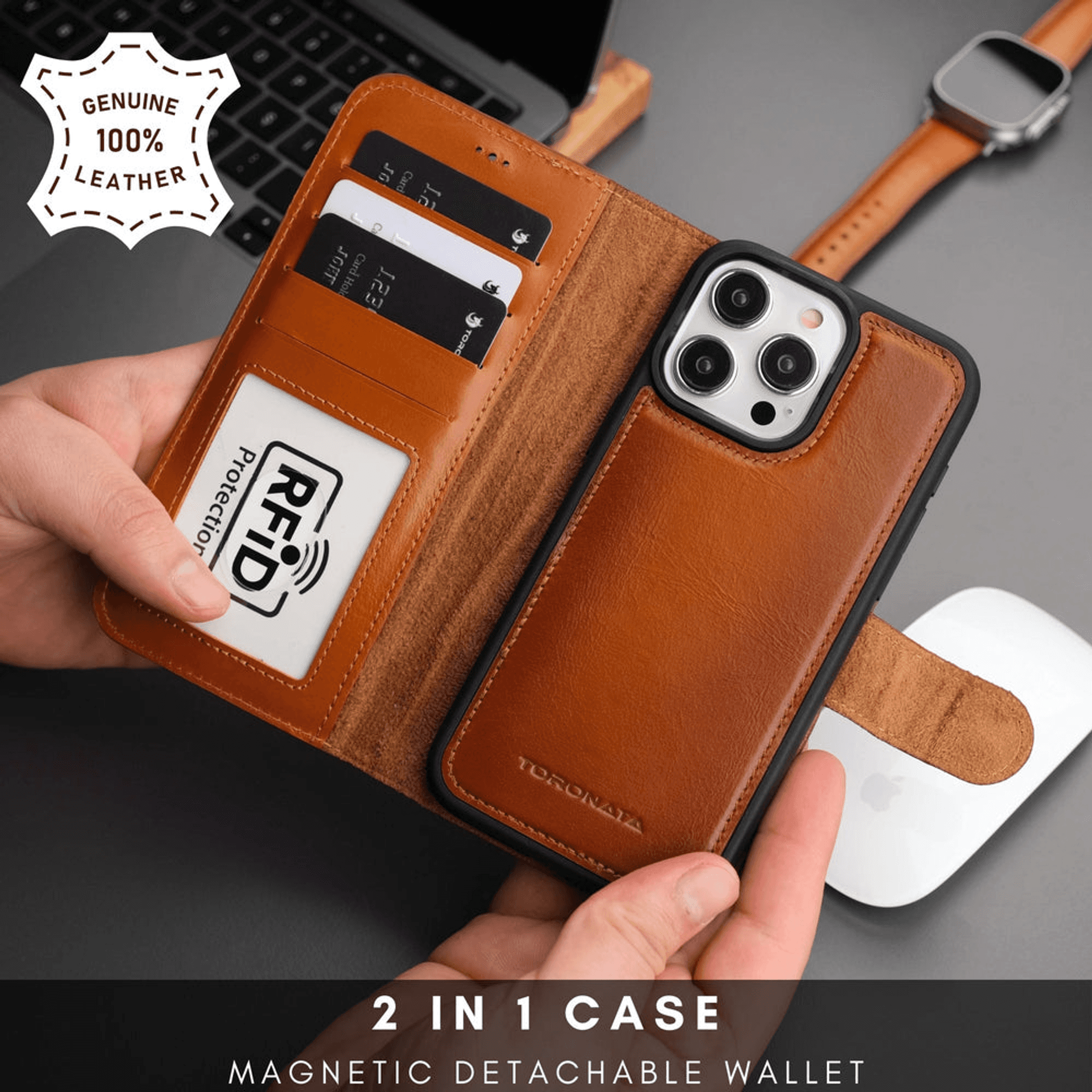 Casper iPhone 16 Pro Wallet Case Leather MagSafe - Black / 1 / iPhone 16 Pro - Device Accessories