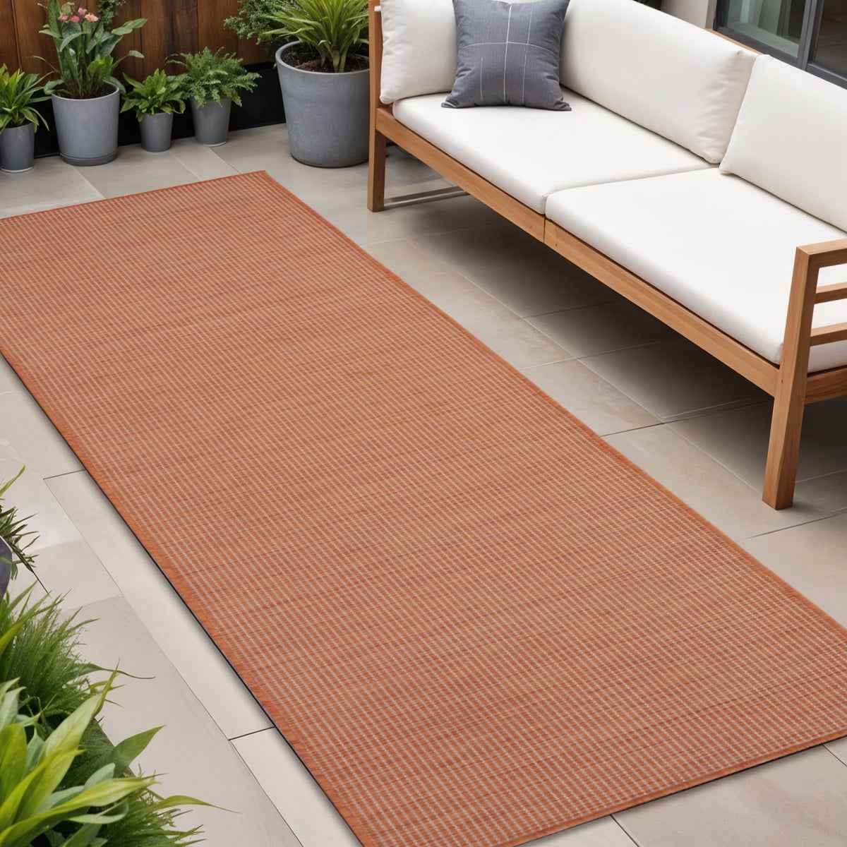 8' Rust Indoor Outdoor Runner Rug