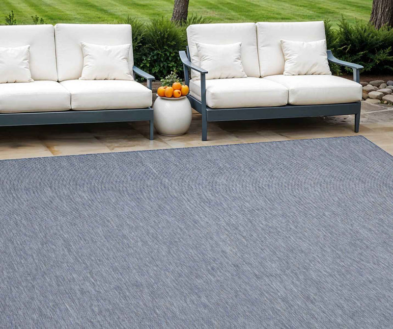 9' X 12' Navy Blue Indoor Outdoor Area Rug