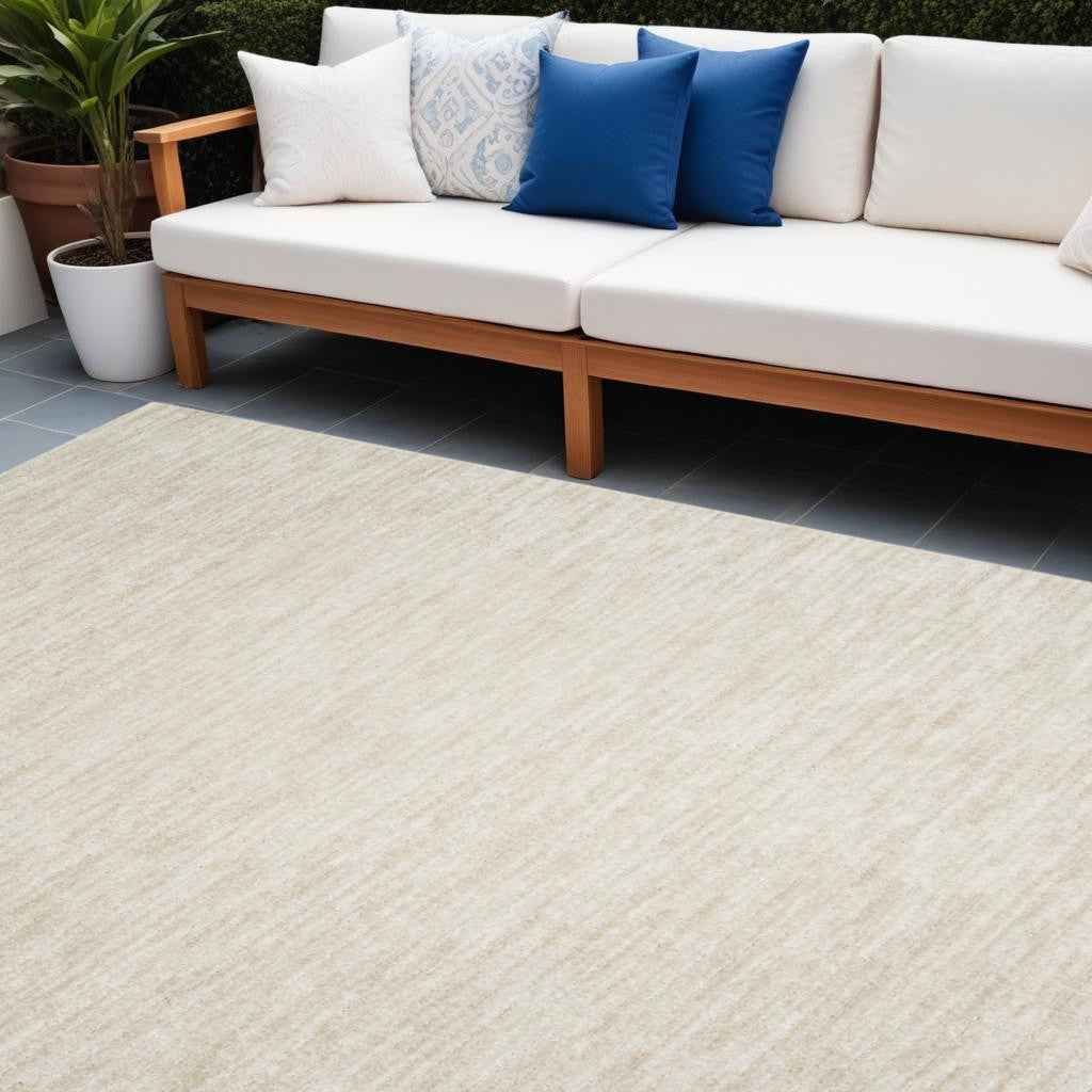 12' X 15' Beige and Ivory Indoor Outdoor Area Rug