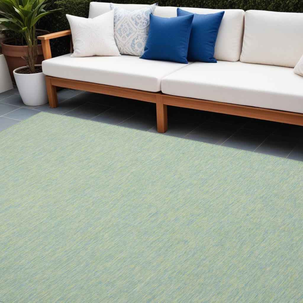 10' X 14' Blue And Green Indoor Outdoor Area Rug