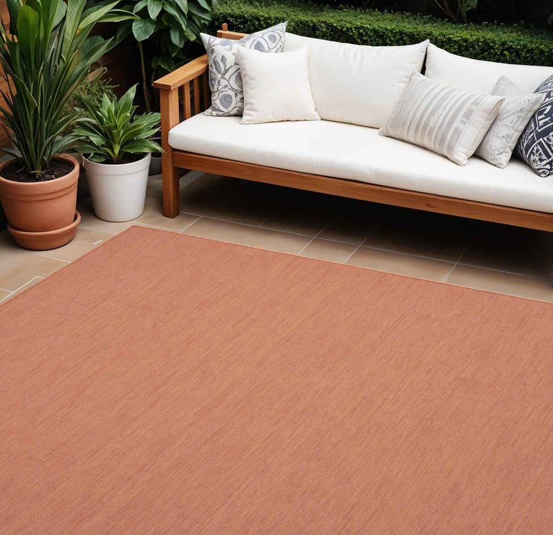 8' X 10' Terra Cotta Indoor Outdoor Area Rug