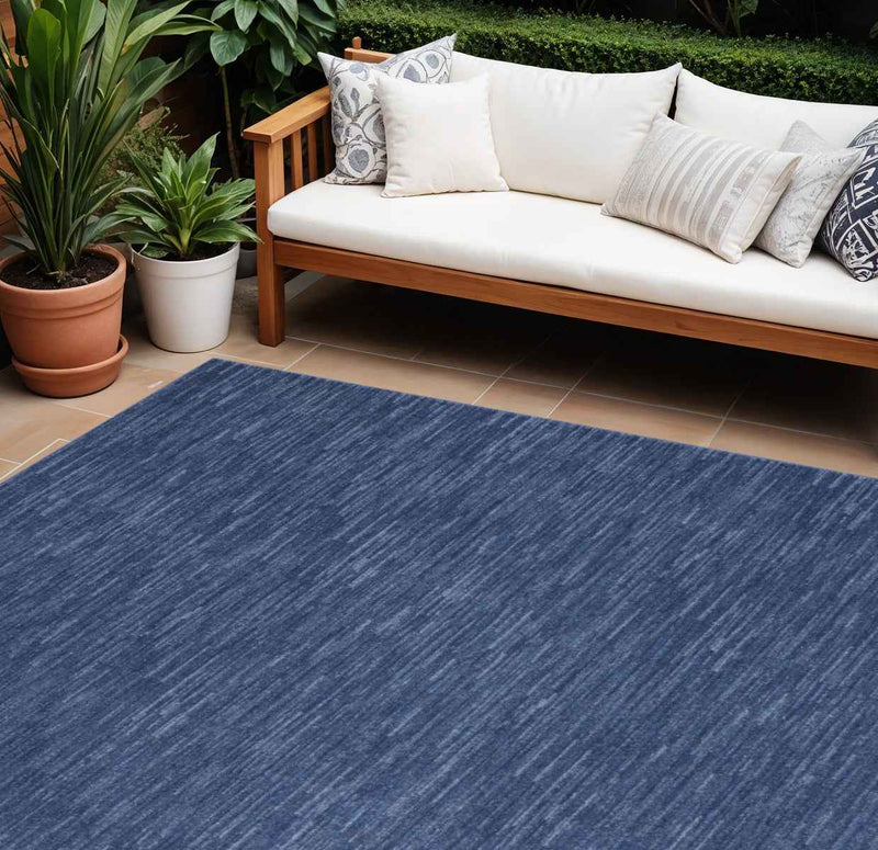 8' X 11' Navy Blue Indoor Outdoor Area Rug