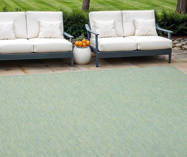 6' X 9' Blue and Green Indoor Outdoor Area Rug Default Title