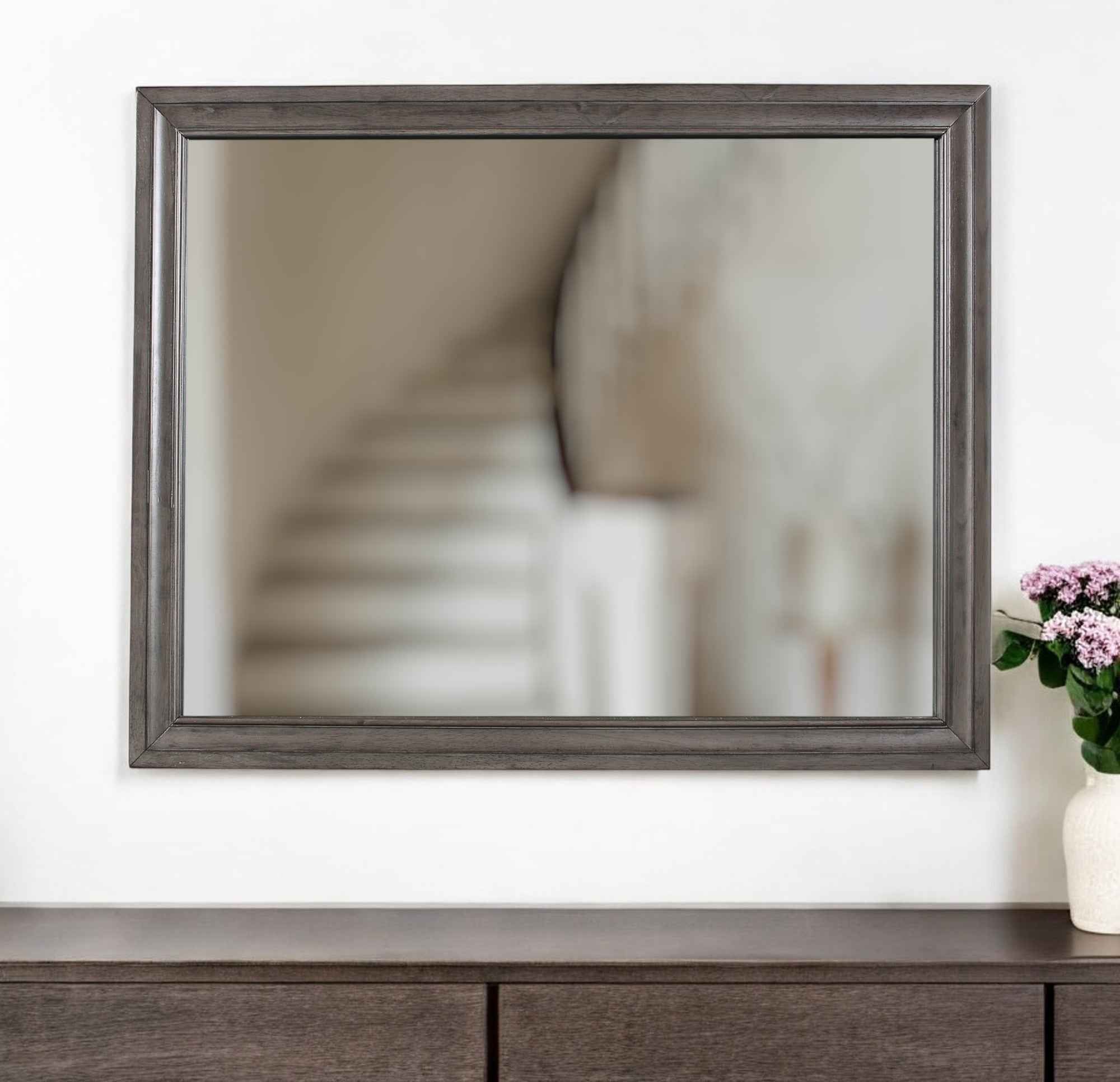 37" Gray Wood Framed Accent Mirror