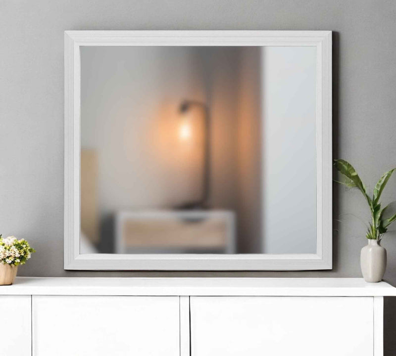 35" White Framed Dresser Mirror