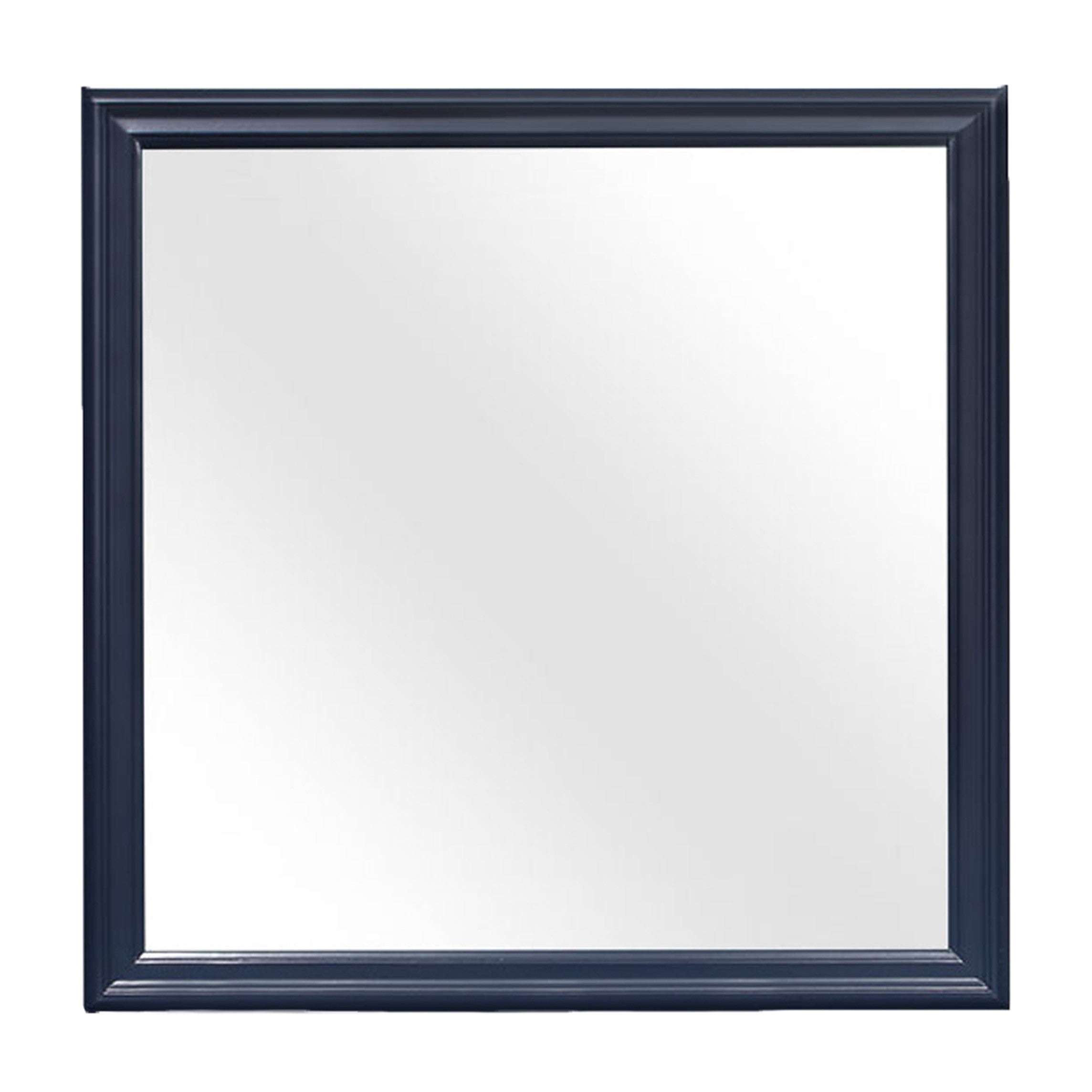 38" Blue Square Wood Framed Accent Mirror Default Title