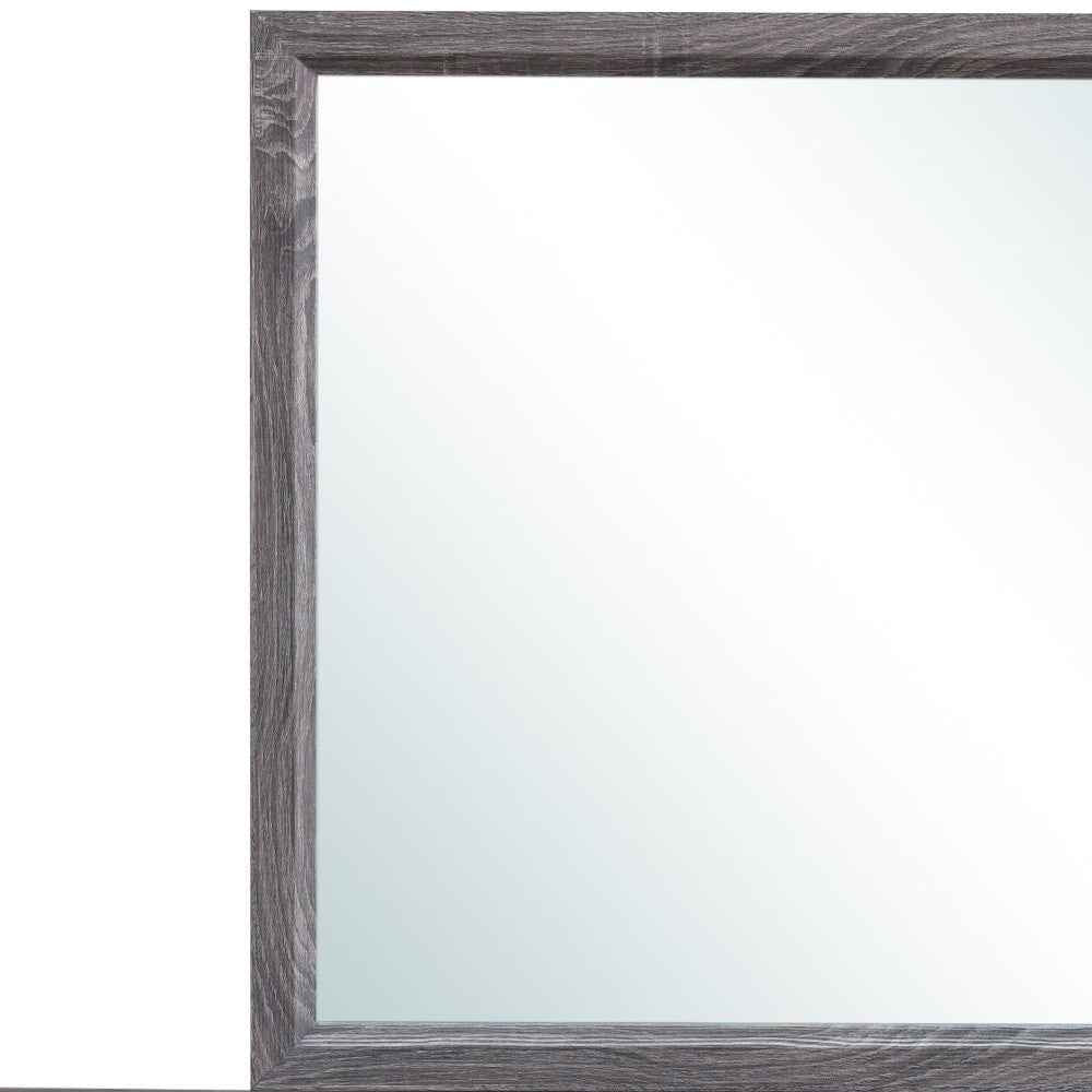 35" Dark Gray Wood Framed Accent Mirror