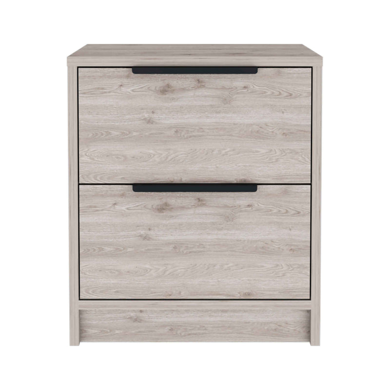 19" Light Gray Wood Two Drawer Nightstand