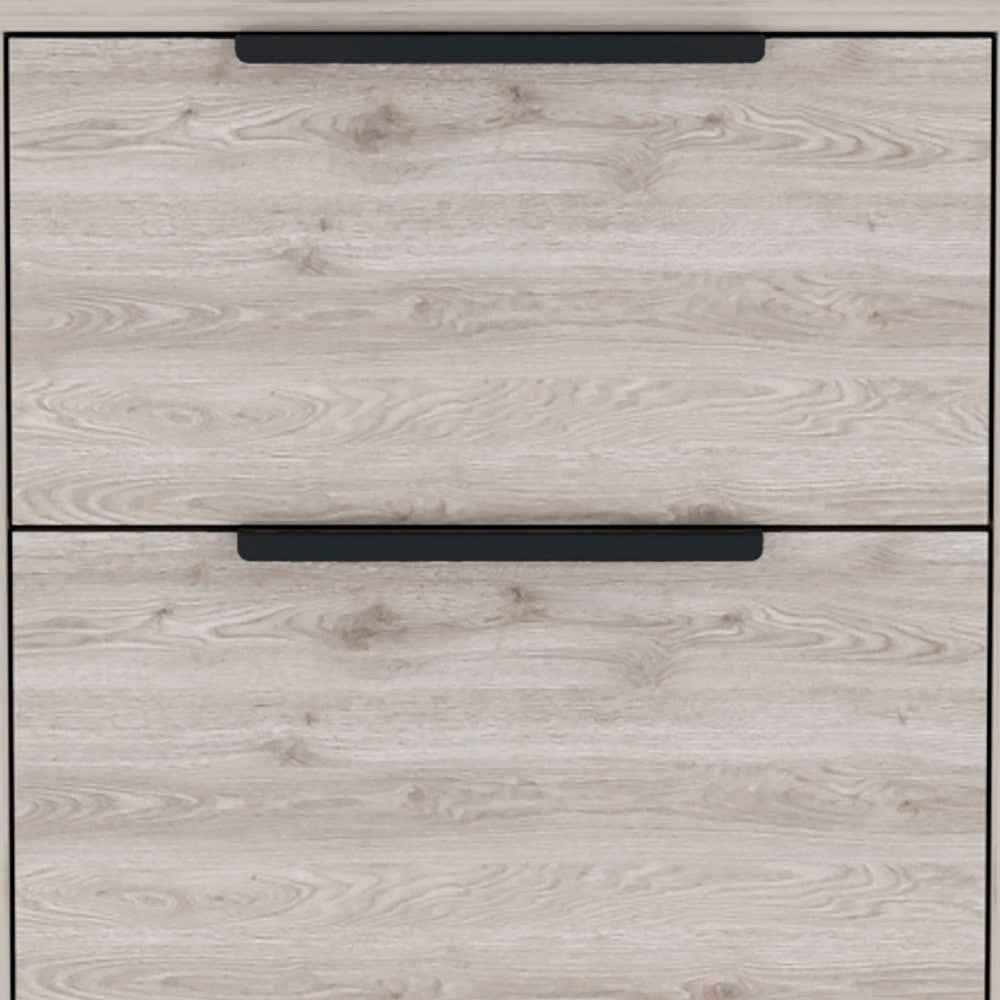 19" Light Gray Wood Two Drawer Nightstand