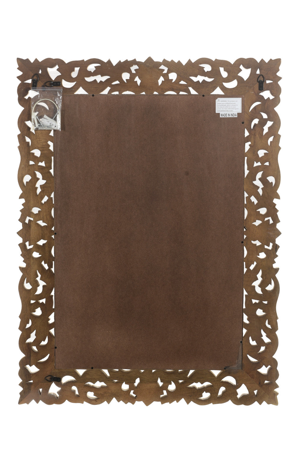 47" Antiqued White Solid Wood Carved Scrollwork Accent Mirror