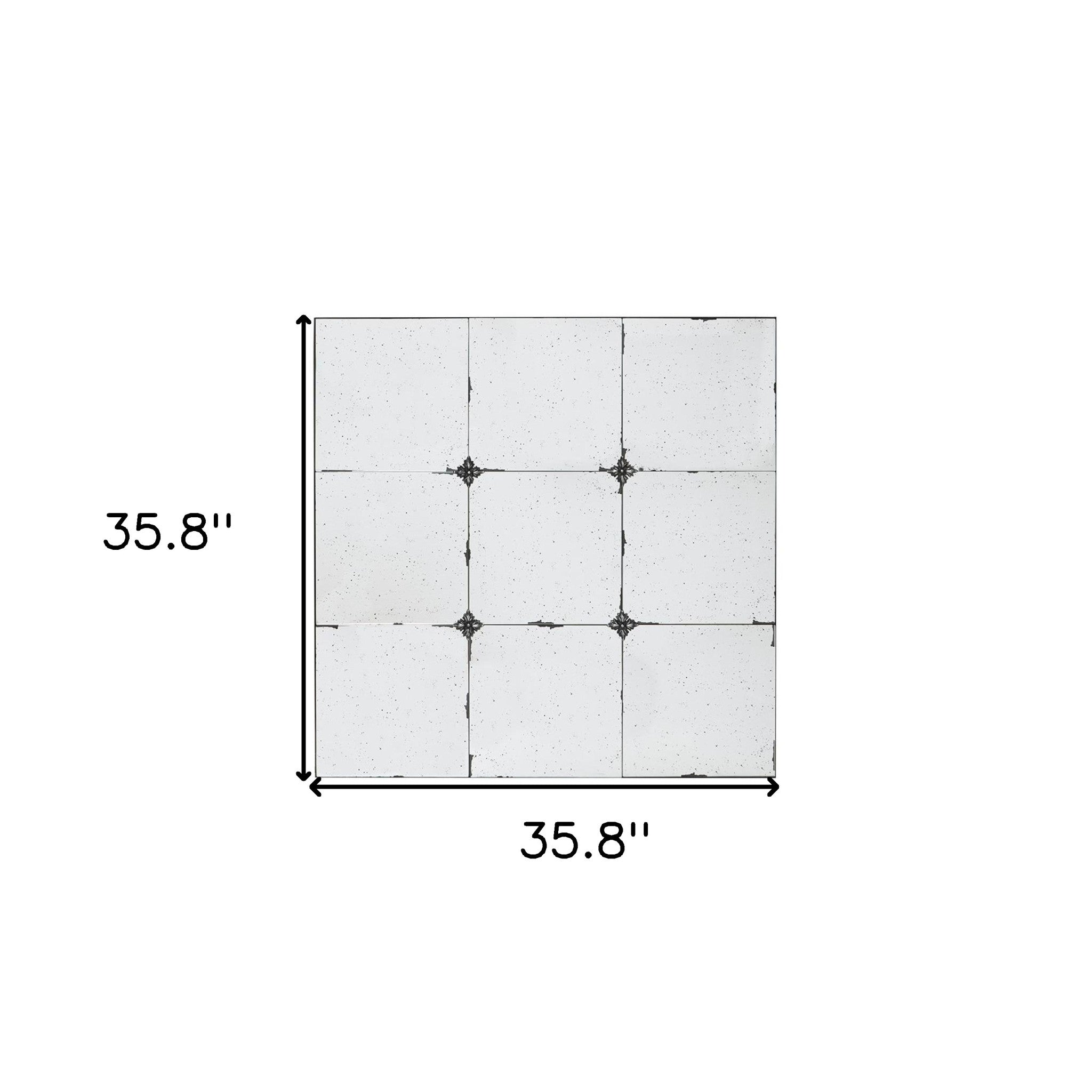 36" Black Square Iron Framed Antiqued Glass Accent Mirror - Bed & Bath