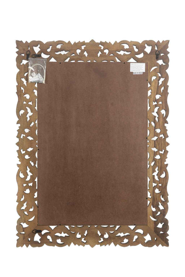 47" Black  Floral Carved Solid Wood Framed Accent Mirror