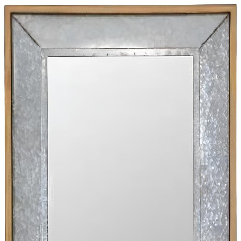 84" Gray And Brown Galvanized Metal and Wood Framed Leaning Accent Mirror - Bed & Bath
