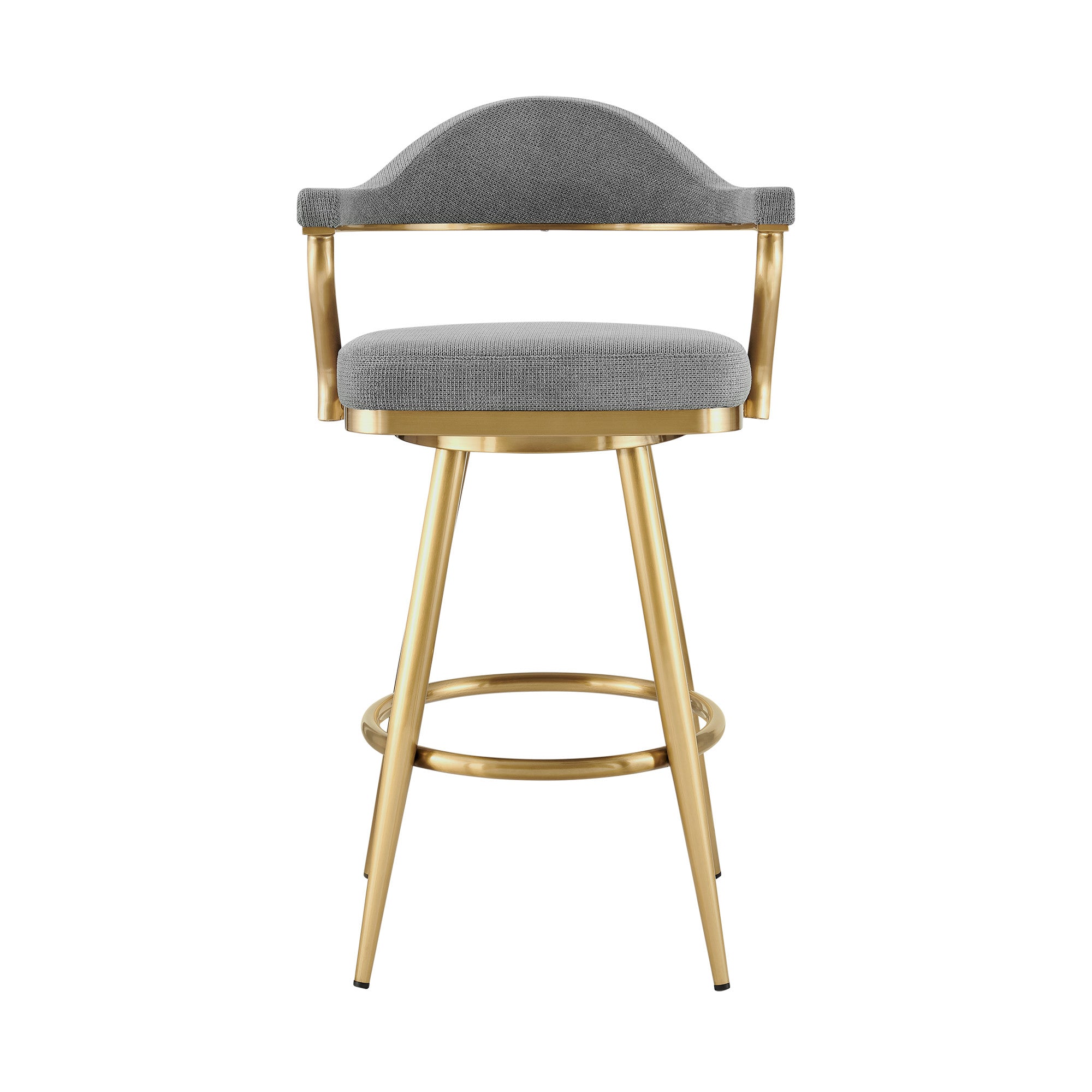 26" Gray and Gold Fabric and Stainless Steel Counter Height Swivel Bar Chair Default Title