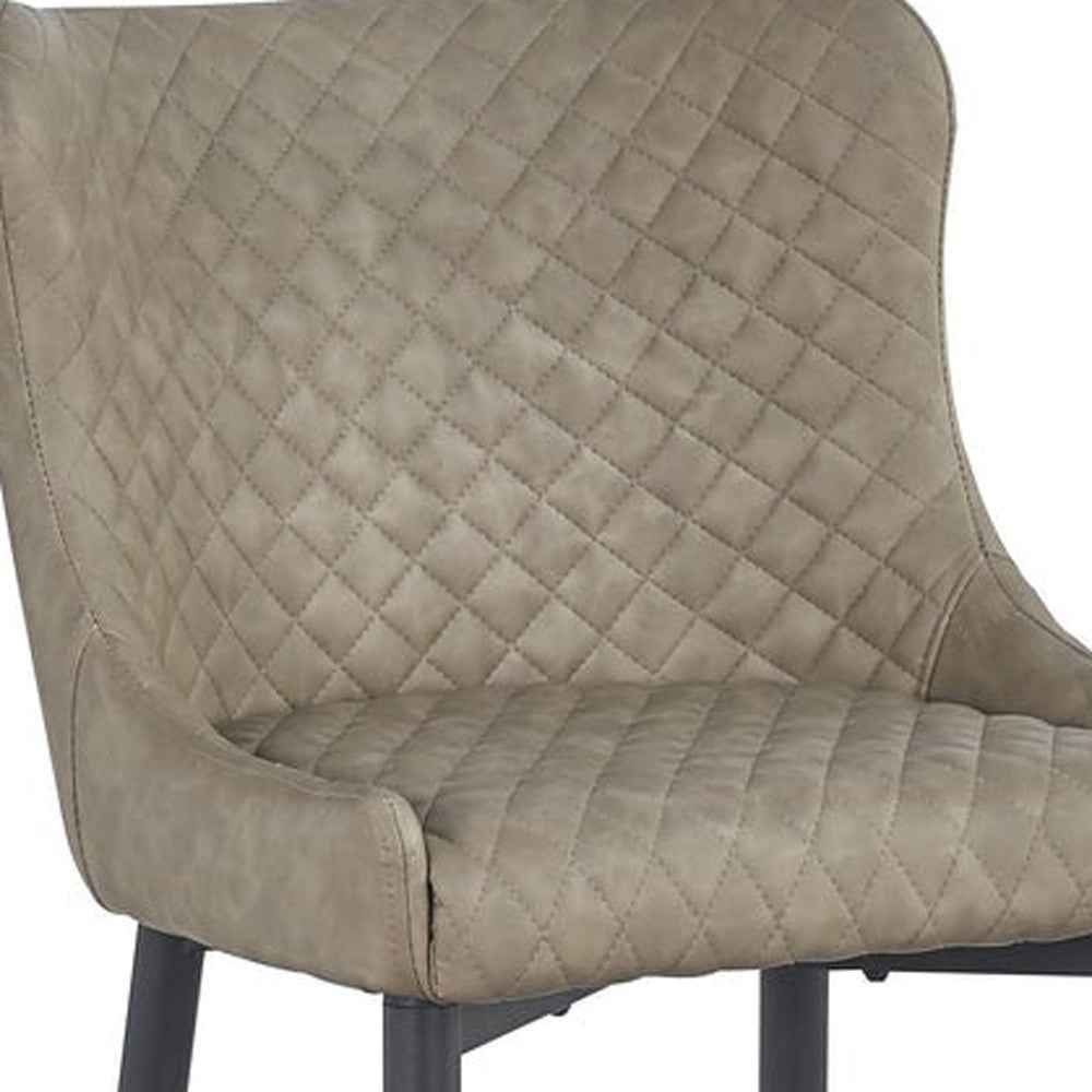 Set of Two 30" Gray and Black Faux Leather and Metal Low Back Bar Height Bar Chairs