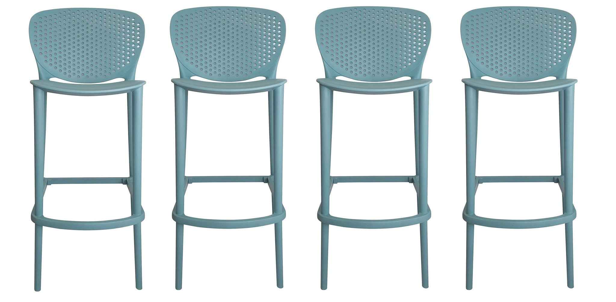 Set of Four 26" Green Heavy Duty Plastic Low Back Counter Height Bar Chairs