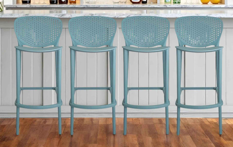 Set of Four 26" Green Heavy Duty Plastic Low Back Counter Height Bar Chairs