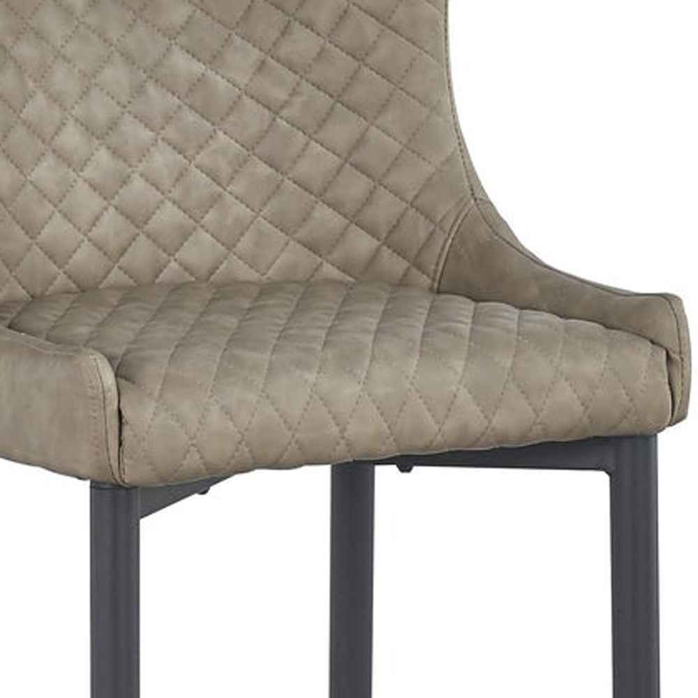 Set of Two 26" Gray and Black Faux Leather and Metal Low Back Counter Height Bar Chairs