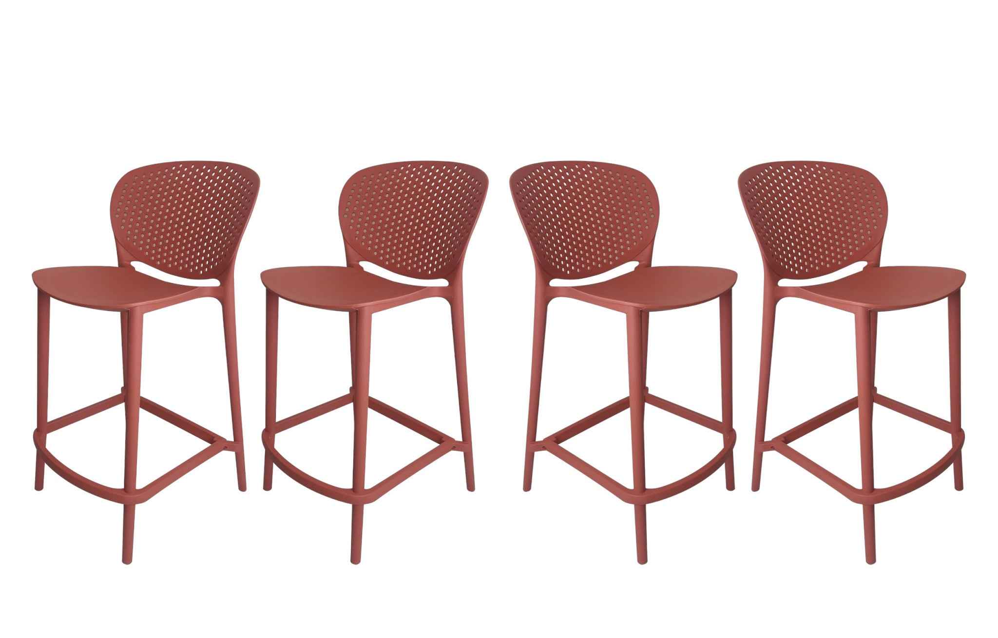 Set of Four 30" Orange Heavy Duty Plastic Low Back Bar Height Bar Chairs