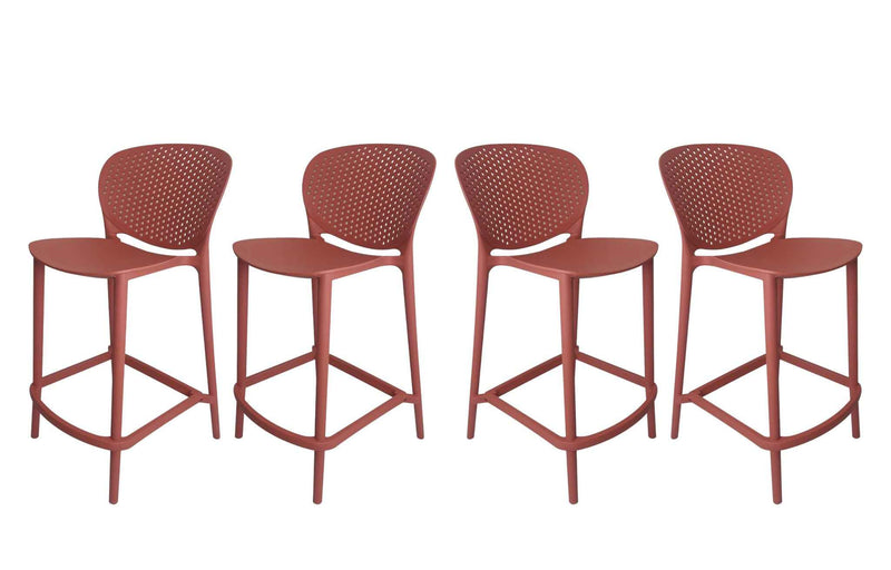 Set of Four 30" Orange Heavy Duty Plastic Low Back Bar Height Bar Chairs