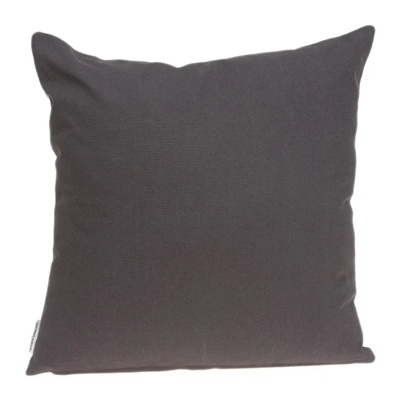 Mudra gray throw pillow in solid dark gray fabric