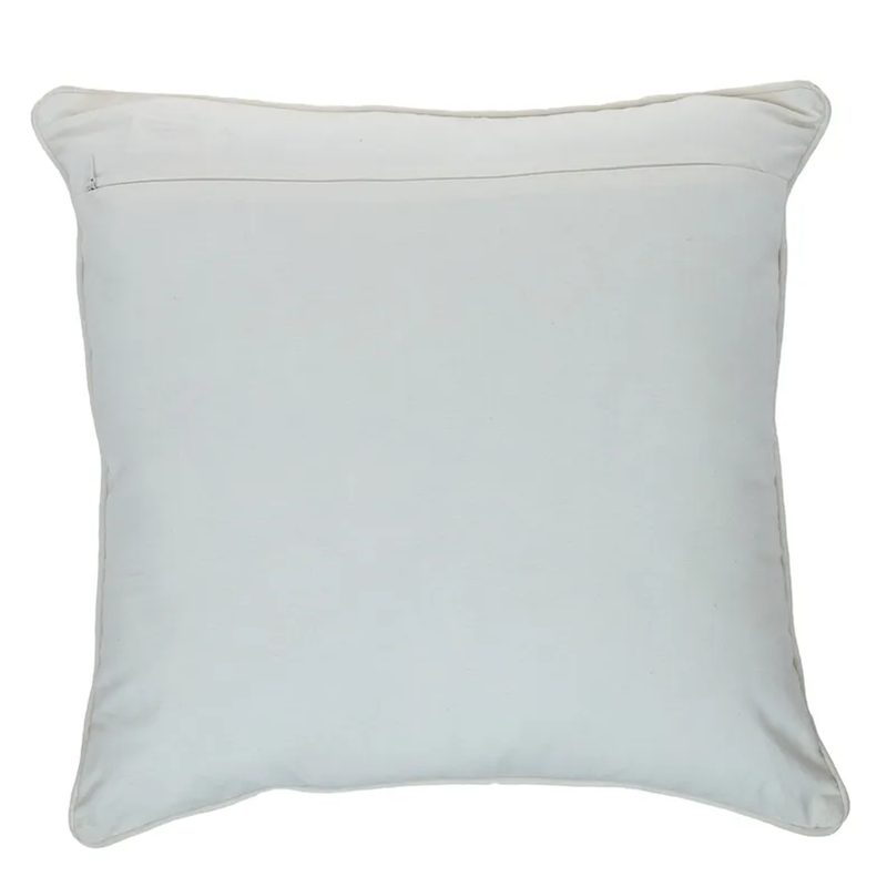 Solid light beige pillow cover back with stitched border
