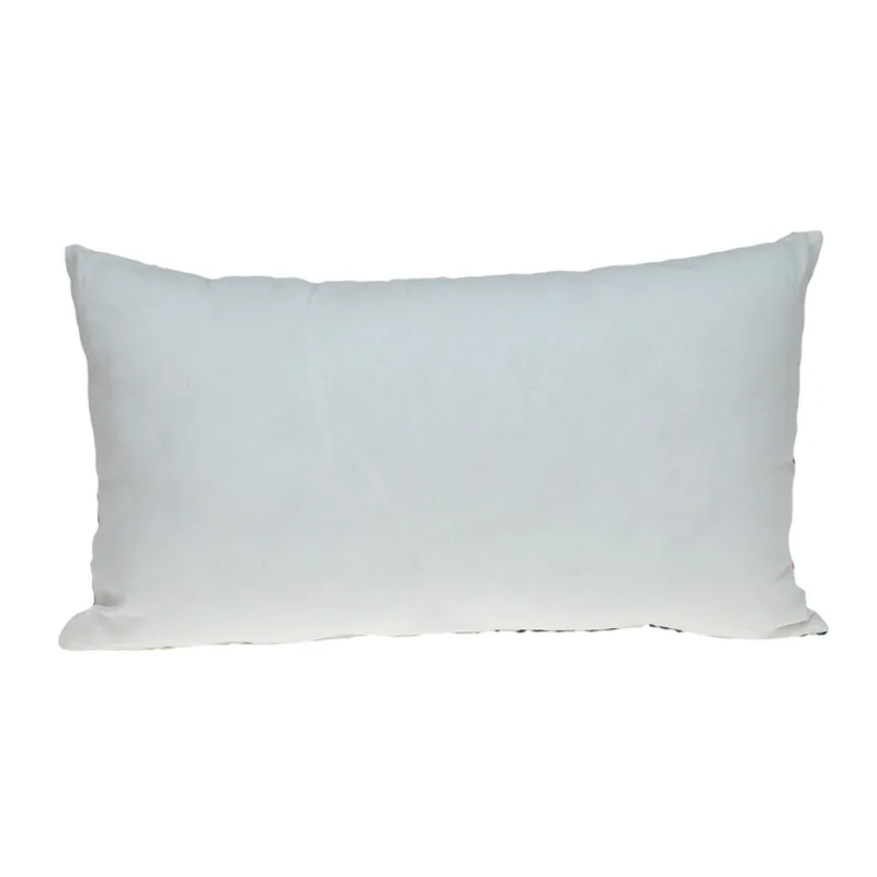 White rectangular pillow cover, smooth solid front with stitched edges