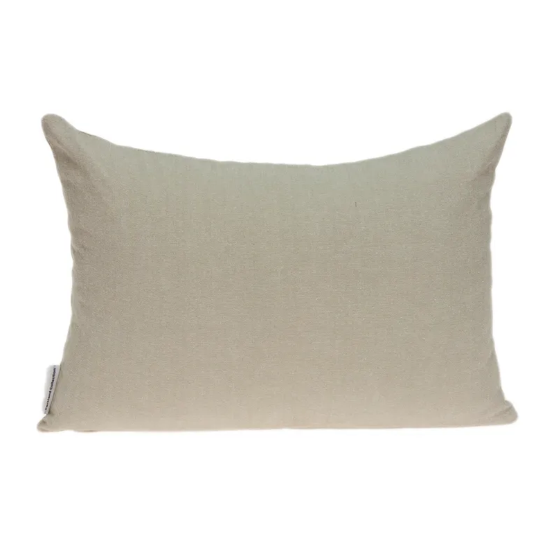 Beige throw pillow back panel, plain fabric with stitched edge