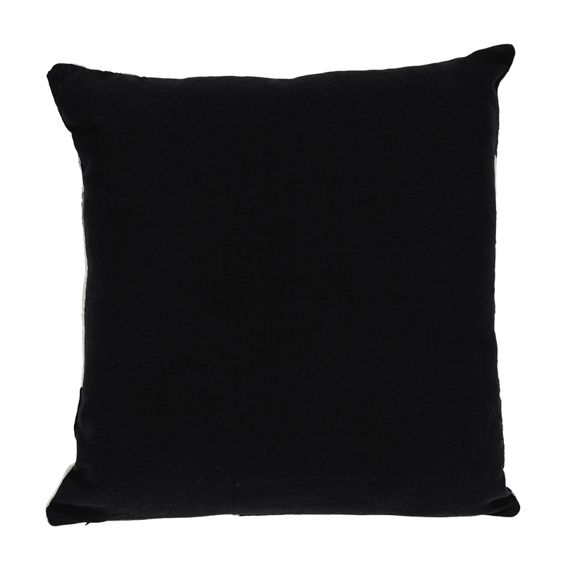 Solid black square throw pillow cover with smooth fabric and stitched edges