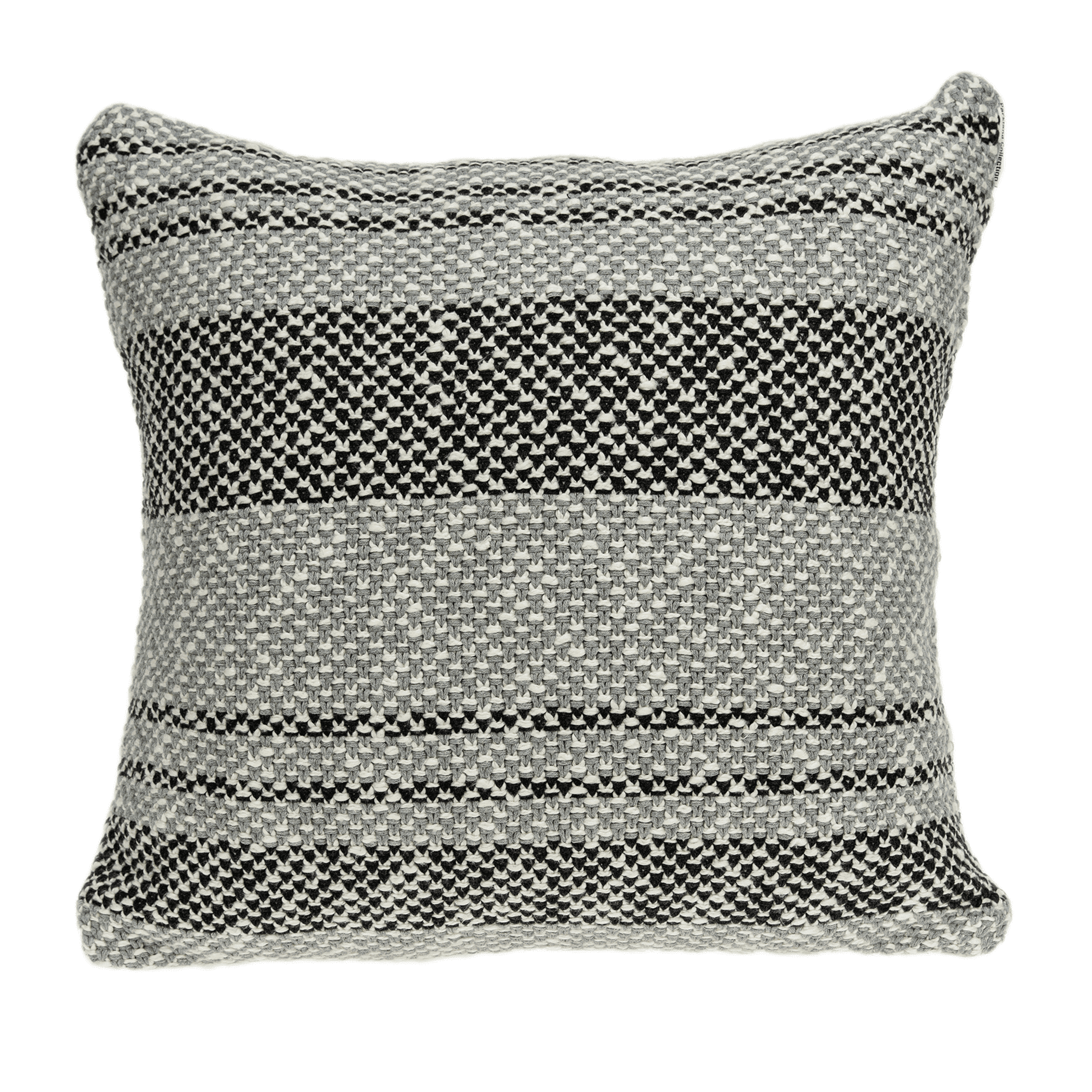 Gray and black woven stripe throw pillow, textured diamond pattern, square