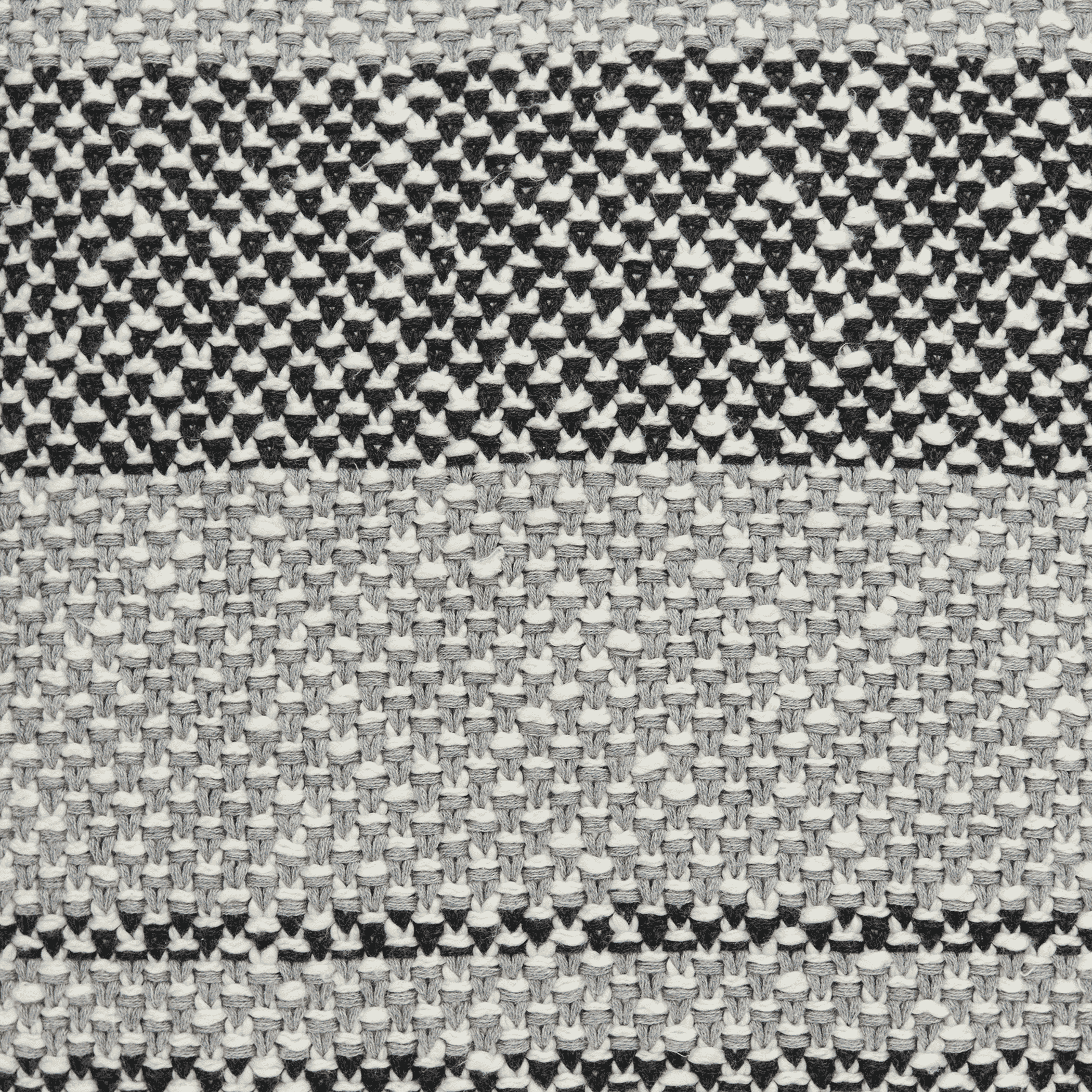 Woven gray and black fabric swatch with textured horizontal stripe pattern