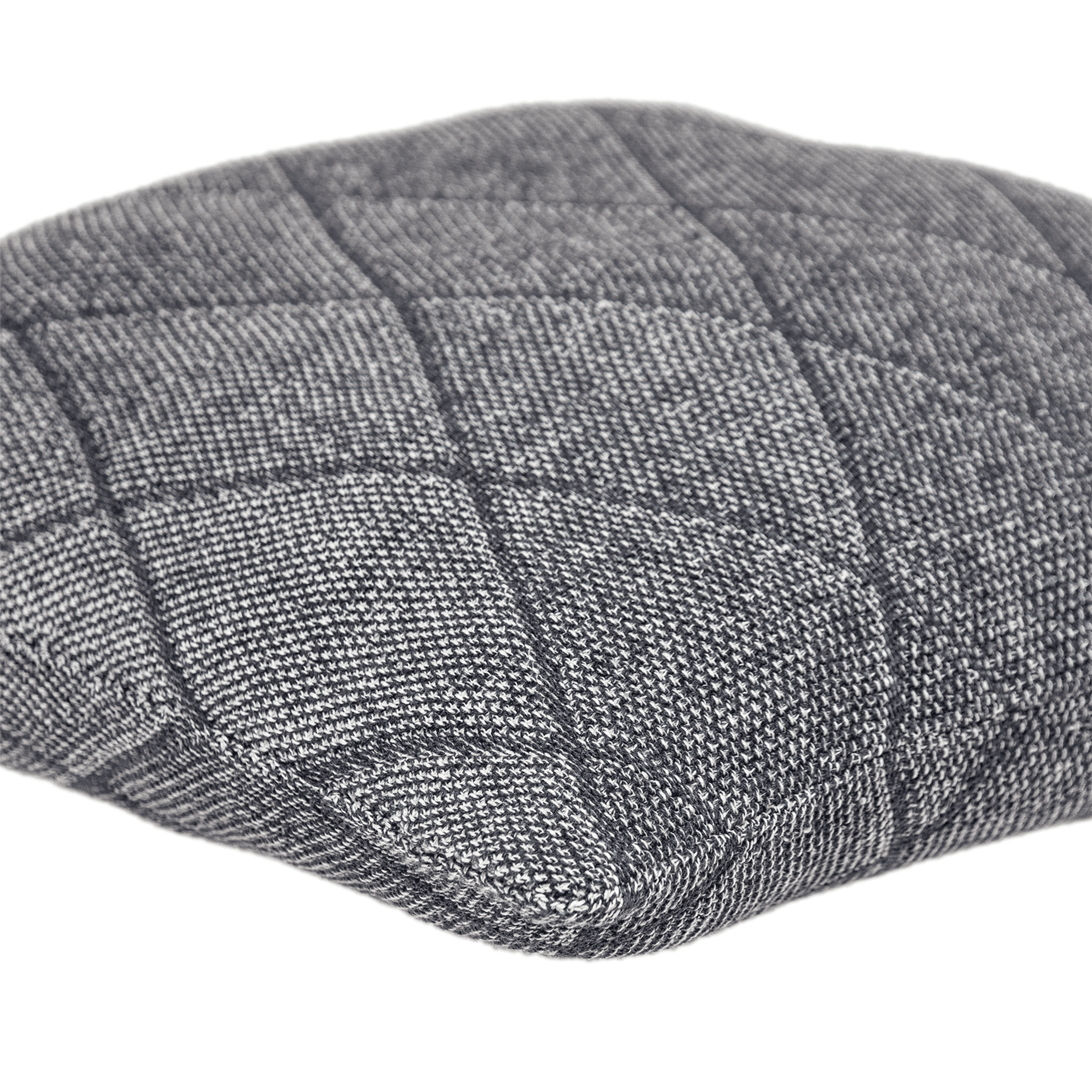 Gray quilted throw pillow cover with raised diamond blocks and textured weave