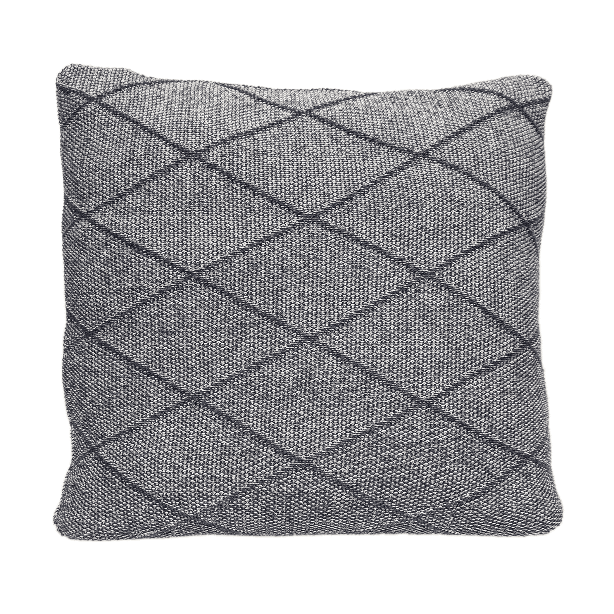 Gray throw pillow with quilted diamond grid pattern, square accent pillow cover