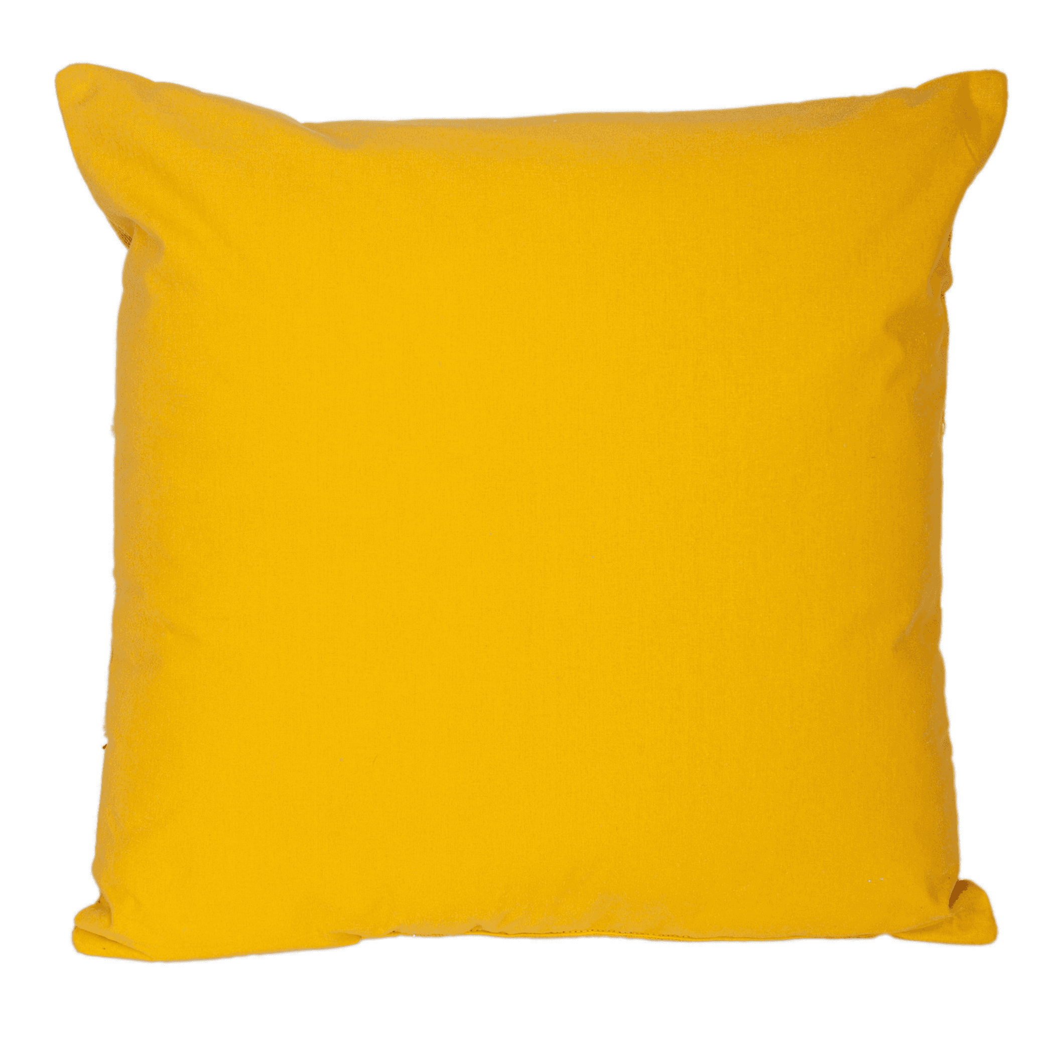Yellow 18x18 cotton throw pillow with solid plain front, textured fabric
