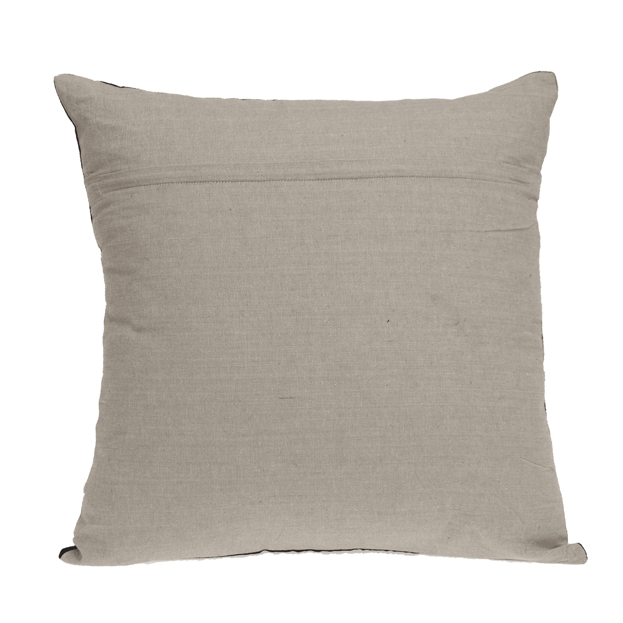 Light beige linen throw pillow with stitched edges
