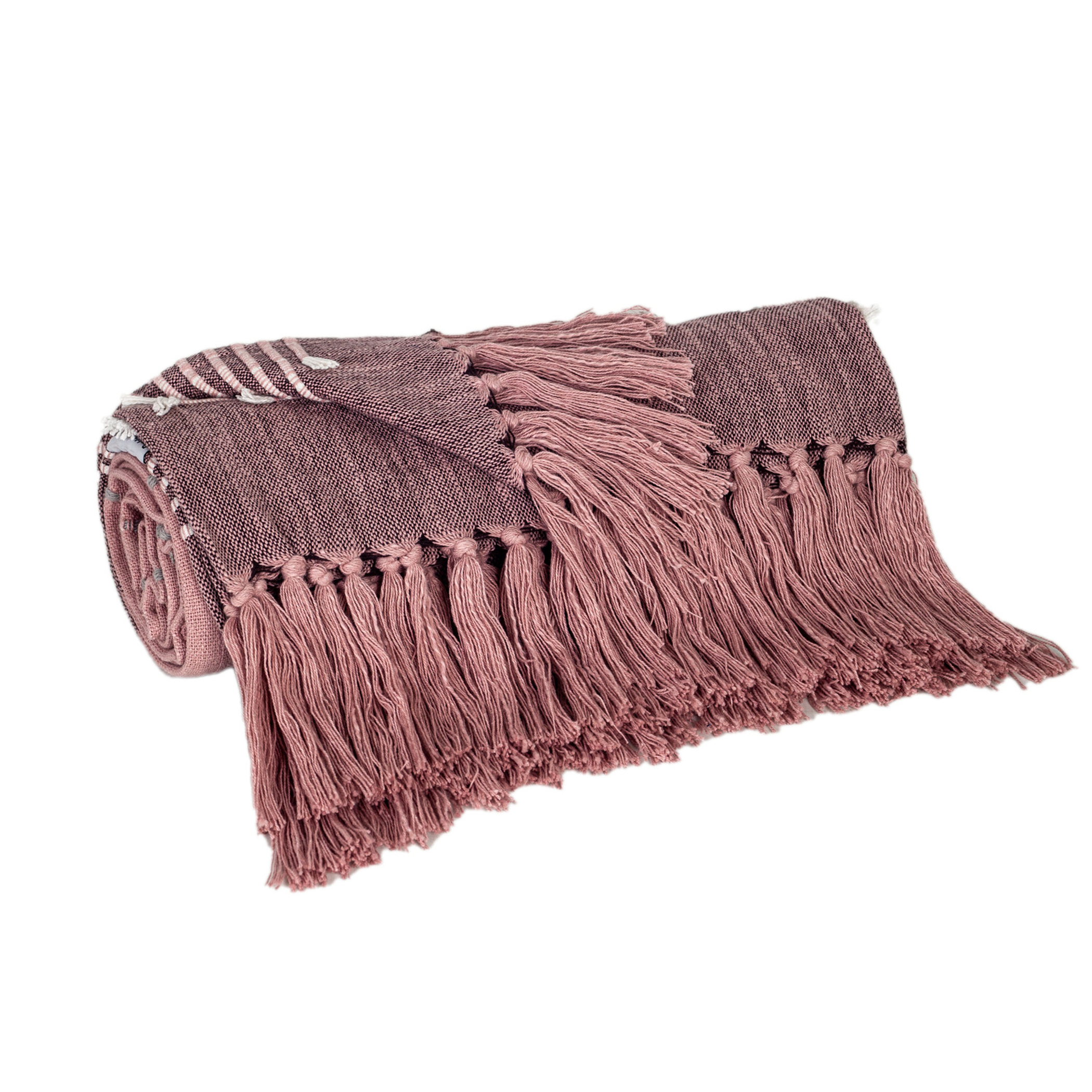 Executive Cotton Slub Throw from Parkland Collection with Extra Softness - Pink / 1 / 50 x 60 - Home Decor
