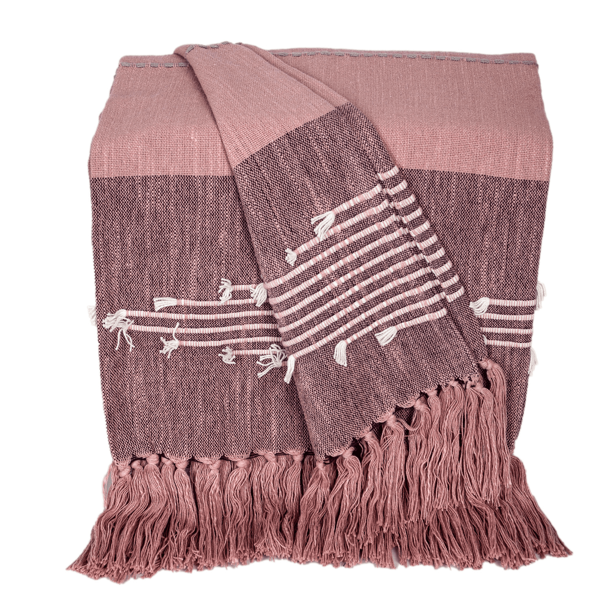 Executive Cotton Slub Throw from Parkland Collection with Extra Softness - Pink / 1 / 50 x 60 - Home Decor