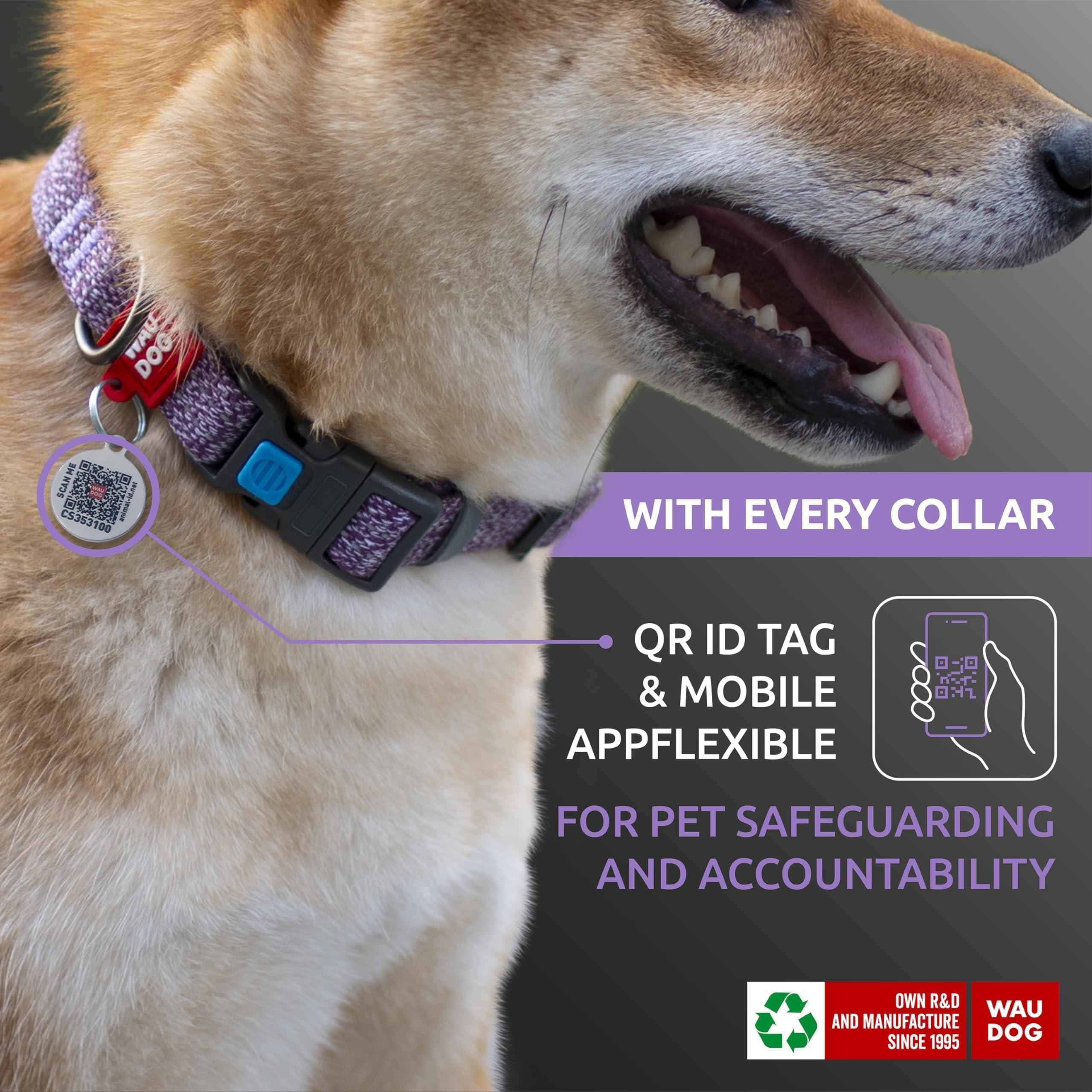 Reflective Cotton Dog Collar Eco Friendly Alt to Nylon Collar for Small Medium and Large Dogs   Pet Collar with QR ID Tag   Puppy Collar for Large Breed Dogs   Adjustable Male Female Dog Collar