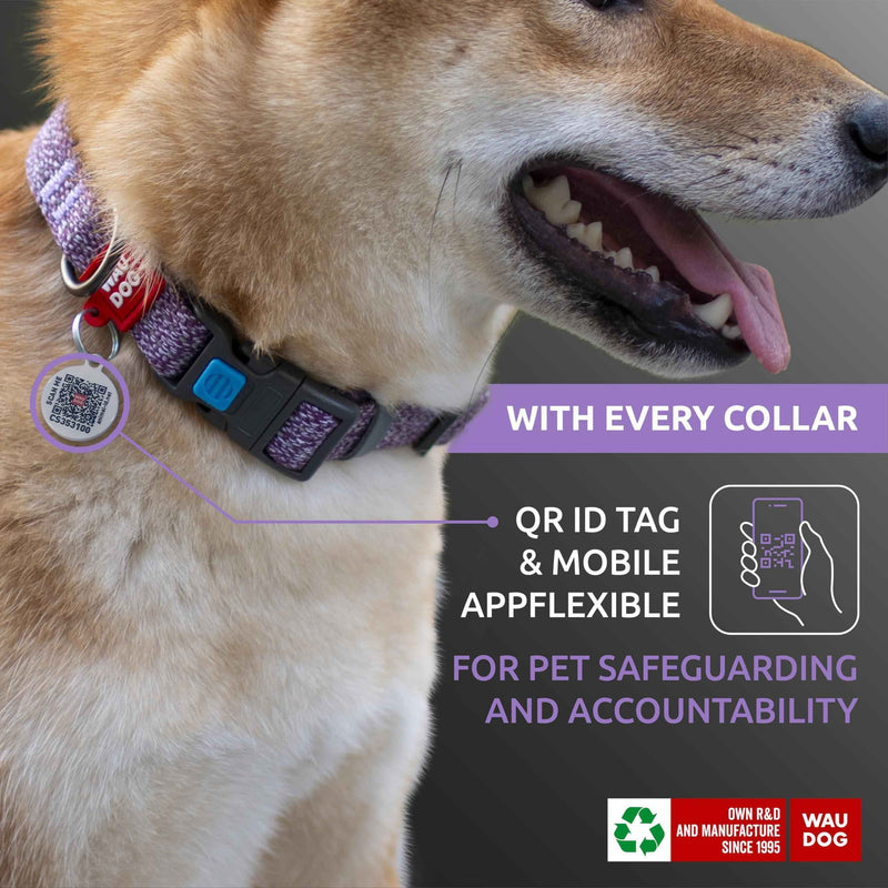 Reflective Cotton Dog Collar Eco Friendly Alt to Nylon Collar for Small Medium and Large Dogs   Pet Collar with QR ID Tag   Puppy Collar for Large Breed Dogs   Adjustable Male Female Dog Collar