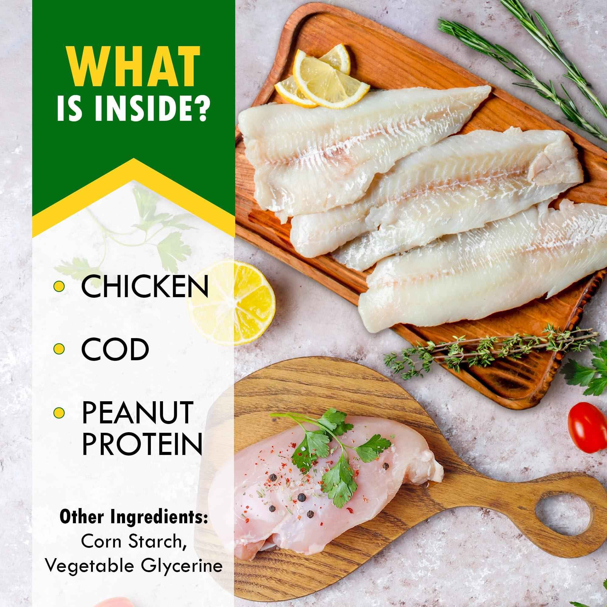 Cod Sticks Dog Treats Chicken Wrapped   All Natural Rawhide   Free & Grain Free Long Lasting Chews for Large & Small Dogs   Organic Dried Pet Snacks   Support Healthy Teeth & Skin Coat