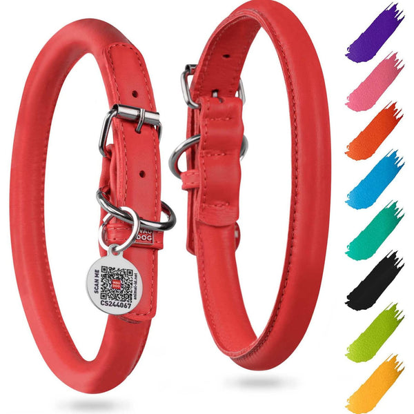 WAUDOG Ultra Soft Rolled Leather Dog Collar for Small Dogs   Soft Padded Dog Collars for Medium Dogs   Puppy Collars for…