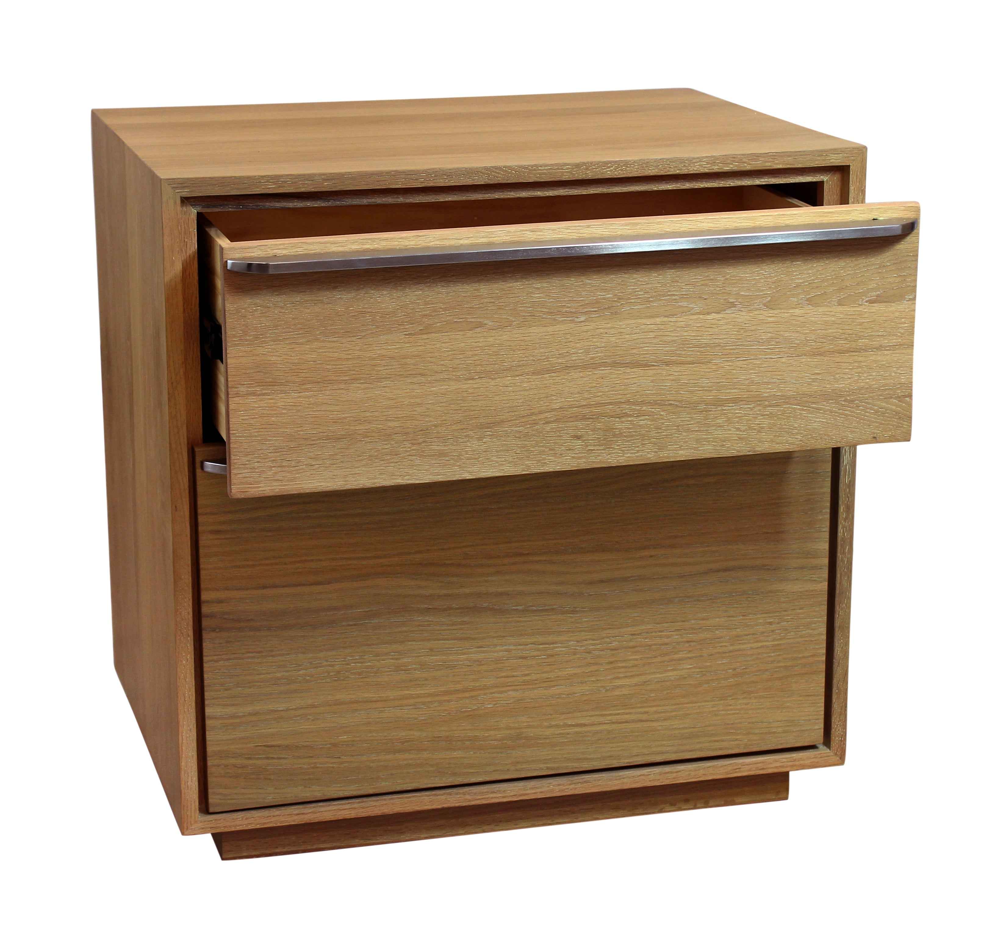 28" Natural Solid and Manufactured Wood Two Drawer Nightstand