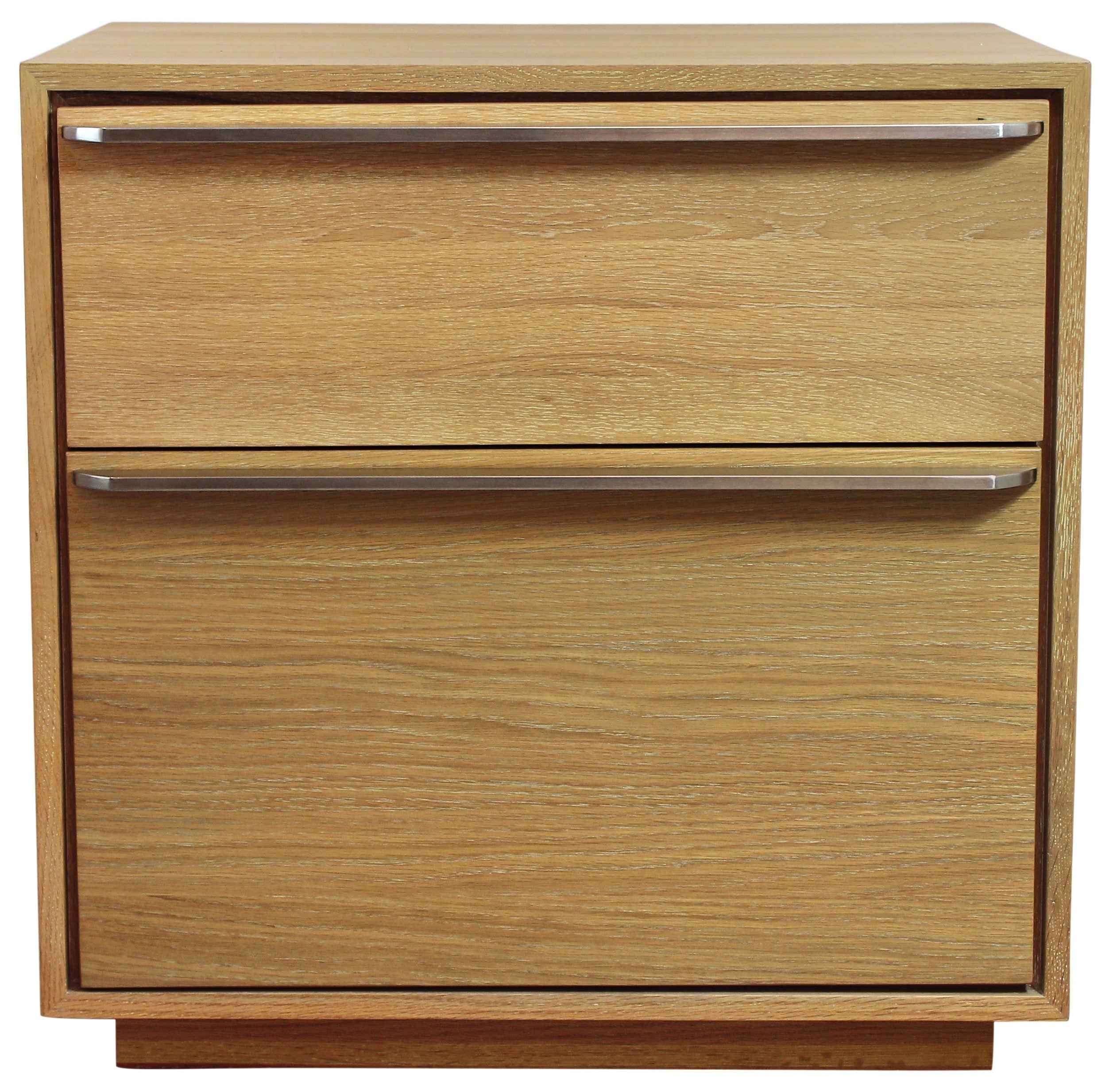 28" Natural Solid and Manufactured Wood Two Drawer Nightstand